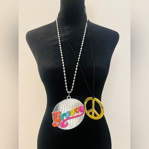 Disco groovy and peace sign necklaces